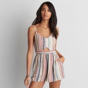 American Eagle Keyhole Striped Romper